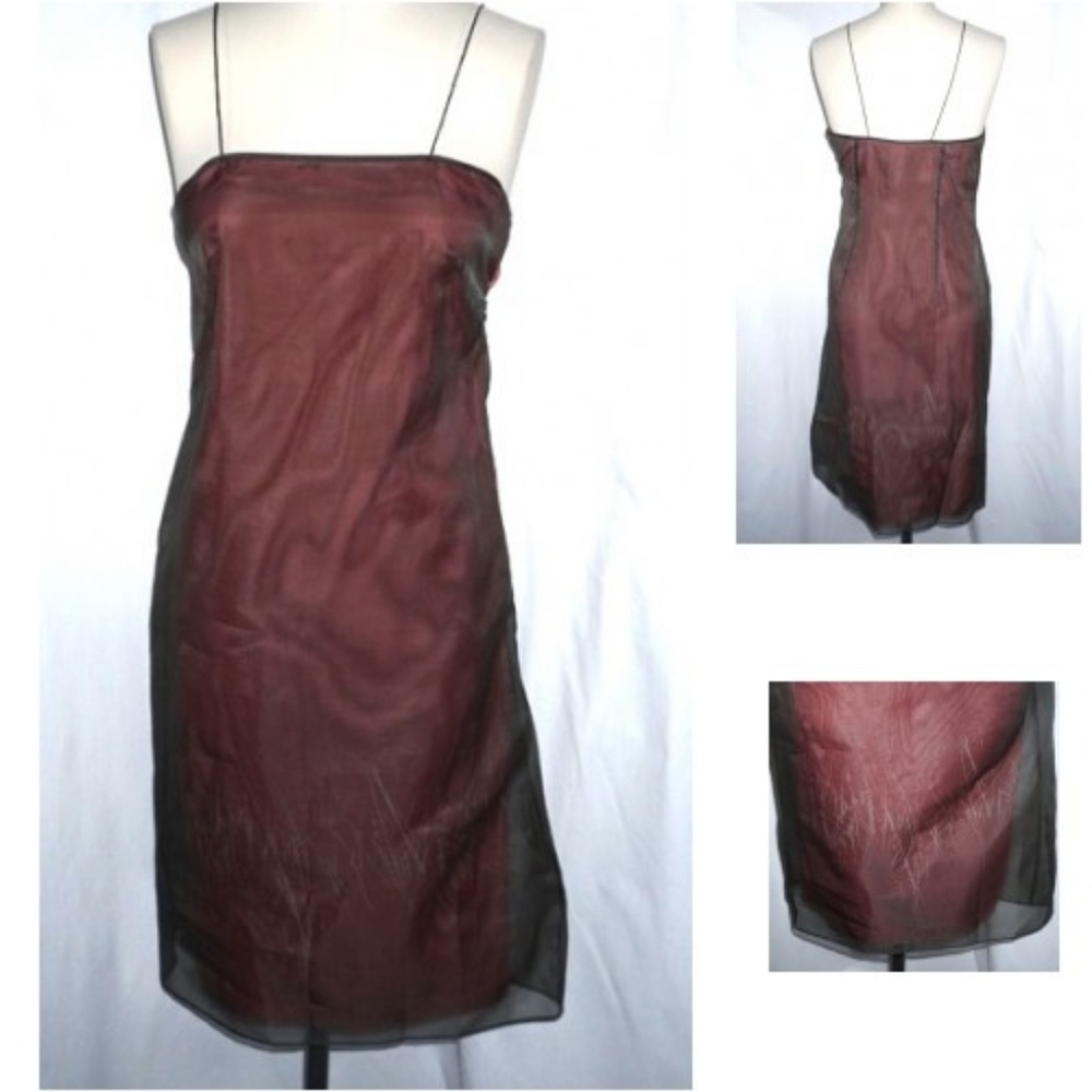 Edgy Minimalist organza overlay column dress NWT